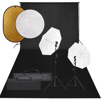 vidaXL Kit de estudio fotográfico con set de luces, fondo y reflector