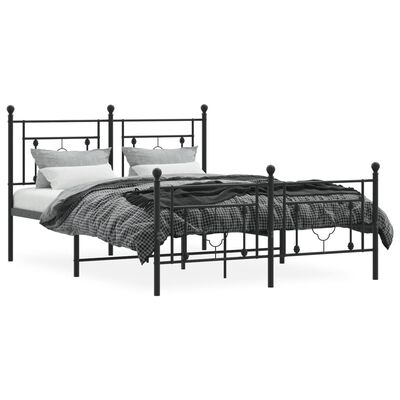 vidaXL Estructura cama sin colchón con estribo metal negro 140x200 cm