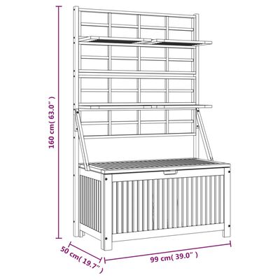 vidaXL Caja de almacenaje con enrejado madera de acacia 99x50x160 cm