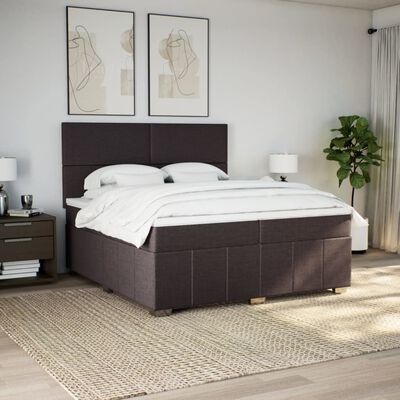 vidaXL Cama box spring con colchón tela marrón oscuro 200x200 cm