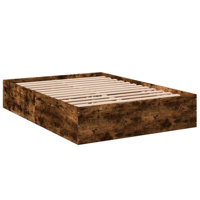 vidaXL Estructura de cama madera de ingeniería roble ahumado 140x200cm