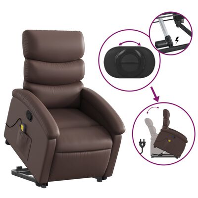 vidaXL Sillón reclinable de masaje de pie de cuero sintético marrón