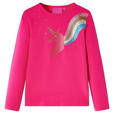 Camiseta infantil de manga larga rosa brillante 92