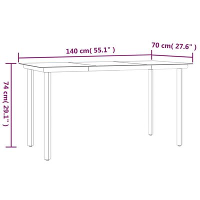 vidaXL Juego de comedor jardín 7 pzas ratán sintético acero gris negro