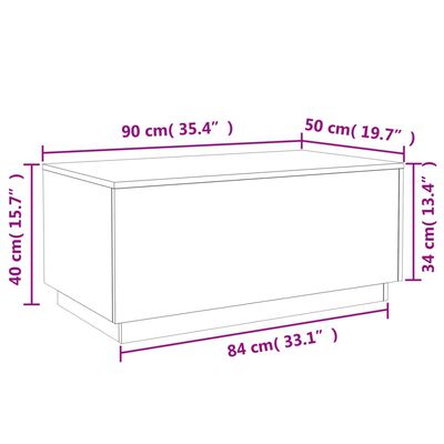 vidaXL Mesa de centro con luces LED roble ahumado 90x50x40 cm