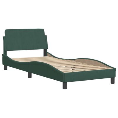 vidaXL Estructura cama con cabecero terciopelo verde oscuro 90x190 cm