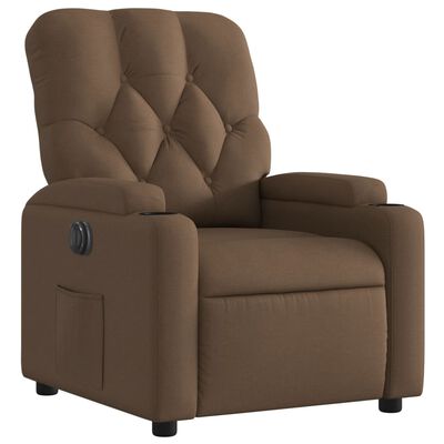 vidaXL Sillón reclinable eléctrico de tela marrón