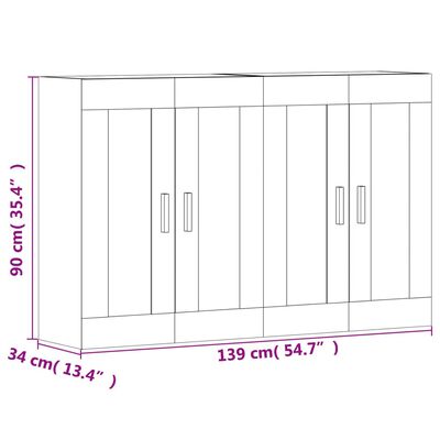 vidaXL Armarios de pared 2 uds madera de ingeniería gris hormigón