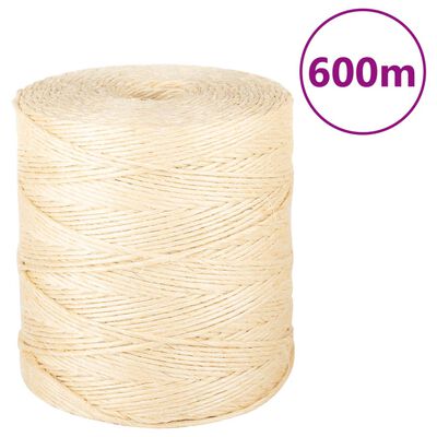 vidaXL Cuerda 100% sisal 2 mm 600 m