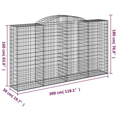 vidaXL Cestas gaviones 20 uds forma de arco hierro 300x50x160/180 cm