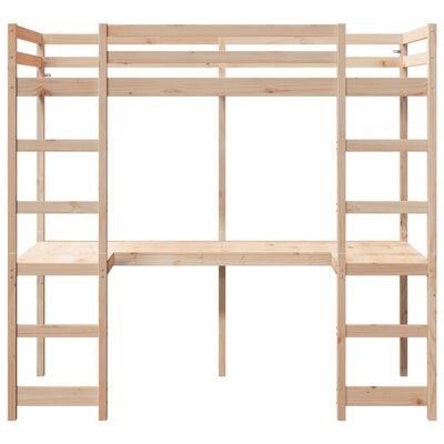 vidaXL Estructura de cama alta con escritorio madera de pino 90x200 cm