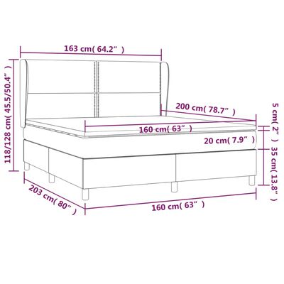 vidaXL Cama box spring con colchón cuero sintético blanco 160x200 cm