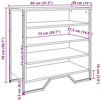 vidaXL Zapatero de madera de ingeniería gris Sonoma 80x38x78 cm