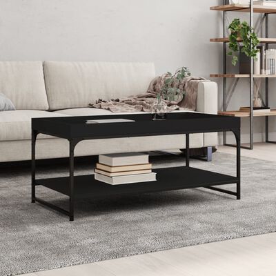 vidaXL Mesa de centro madera de ingeniería negro 100x49x45 cm