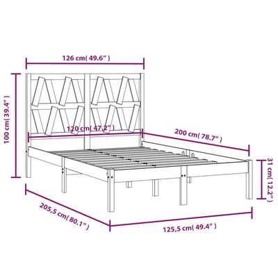 vidaXL Estructura de cama madera maciza de pino 120x200 cm