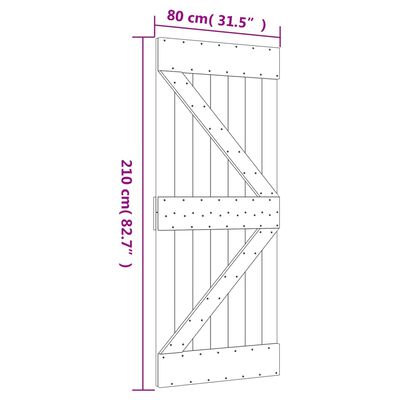 vidaXL Puerta corredera con herrajes madera maciza de pino 80x210 cm