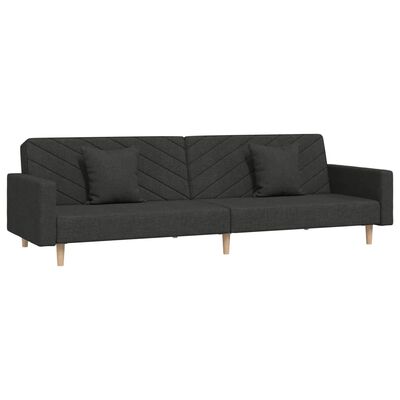 vidaXL Sofá cama de 2 plazas con dos almohadas tela negro