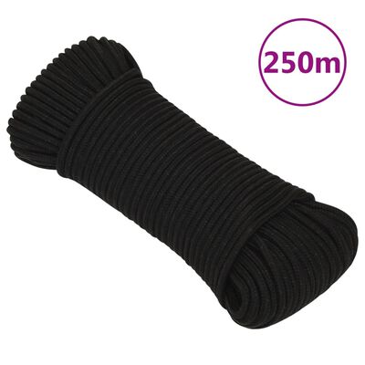 vidaXL Cuerda de trabajo poliéster negro 4 mm 250 m