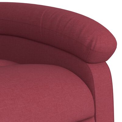 vidaXL Sillón reclinable de masaje elevable tela rojo tinto