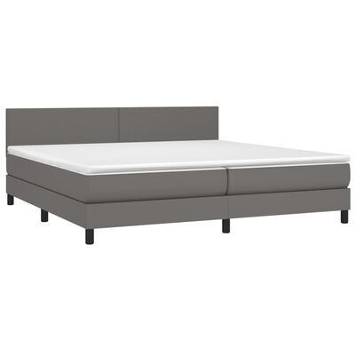 vidaXL Cama box spring colchón y LED cuero sintético gris 200x200 cm