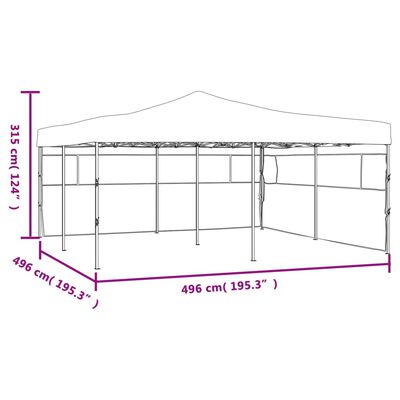 vidaXL Cenador plegable con 2 paredes color crema 5x5 m