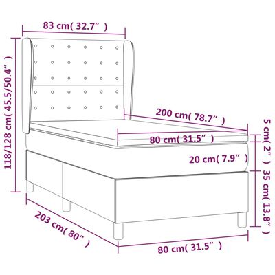 vidaXL Cama box spring con colchón tela azul 80x200 cm