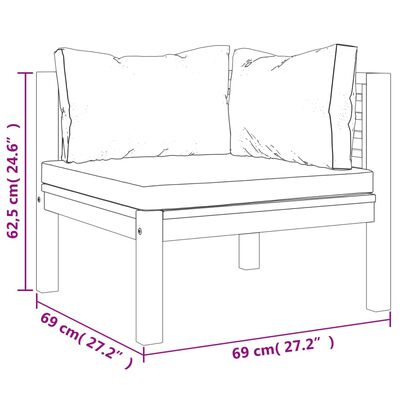 vidaXL Muebles de jardín 7 pzas cojines madera maciza de acacia