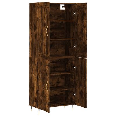 vidaXL Aparador alto madera contrachapada roble ahumado 69,5x34x180 cm