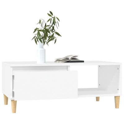 vidaXL Mesa de centro madera contrachapada blanco 90x50x36,5 cm