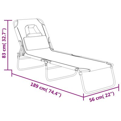 vidaXL Tumbona plegable acero recubrimiento en polvo tela Oxford negro