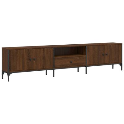 vidaXL Mueble de TV cajón madera ingeniería roble marrón 200x25x44 cm