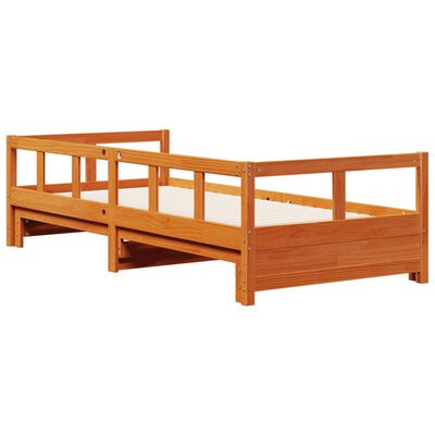 vidaXL Sofá cama sin colchón madera maciza pino marrón cera 80x200 cm