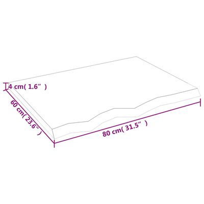 vidaXL Tablero mesa madera roble tratada marrón claro 80x60x(2-4) cm