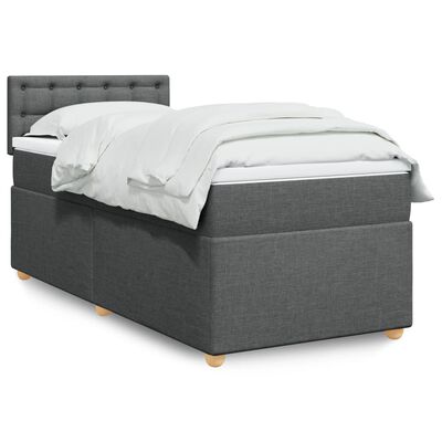 vidaXL Cama box spring con colchón tela gris oscuro 90x190 cm