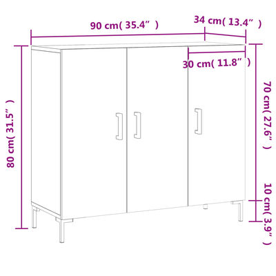 vidaXL Aparador de madera de ingeniería roble ahumado 90x34x80 cm