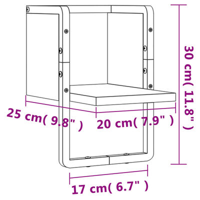 vidaXL Estante de pared con barra negro 20x25x30 cm