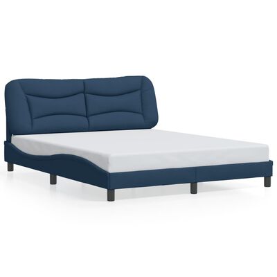 vidaXL Estructura de cama con luces LED tela azul 160x200 cm