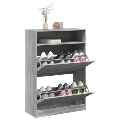 vidaXL Mueble zapatero 2 cajones abatibles gris Sonoma 80x34x116 cm