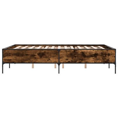 vidaXL Estructura cama madera ingeniería metal roble ahumado 140x190cm