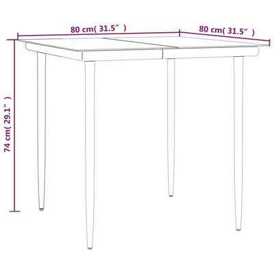 vidaXL Set comedor de jardín 3 pzas con cojines ratán sintético negro