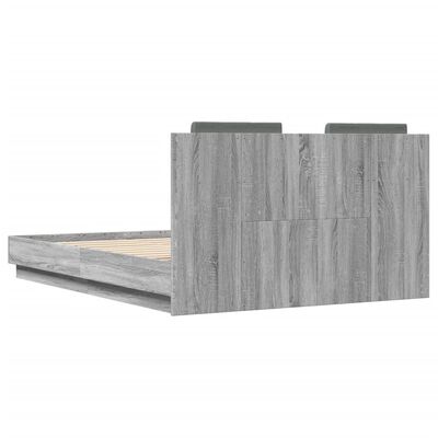 vidaXL Cama con cabecero madera de ingeniería gris Sonoma 135x190 cm