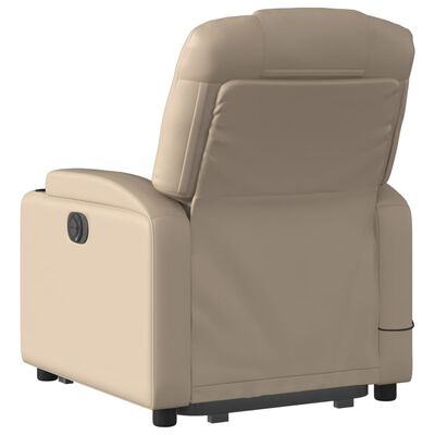 vidaXL Sillón reclinable masaje pie cuero artificial color capuchino