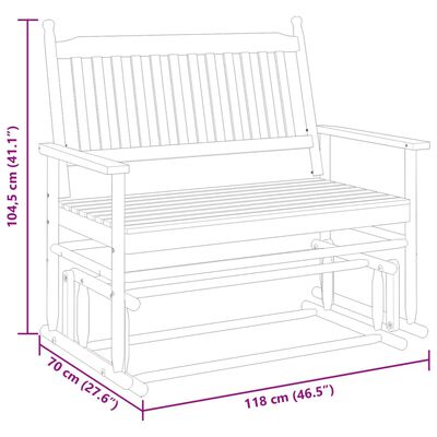 vidaXL Banco deslizante madera maciza de álamo negro 118x70x104,5 cm