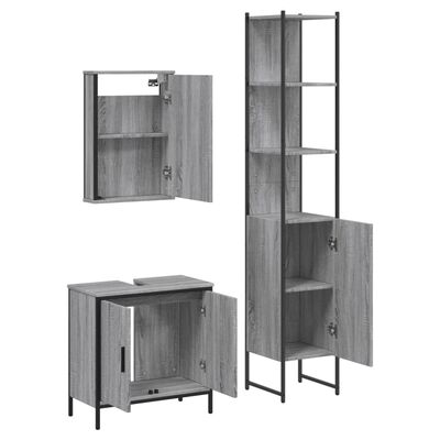 vidaXL Set de muebles de baño 3 pzas madera contrachapada gris sonoma