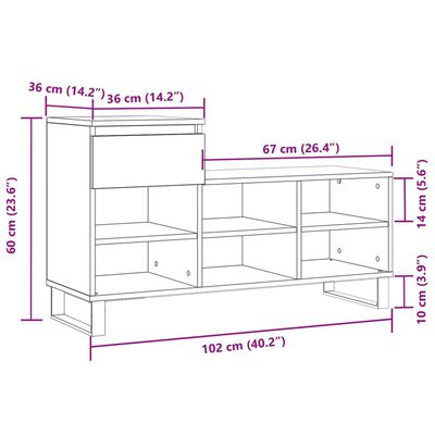 vidaXL Mueble zapatero madera contrachapada blanco brillo 102x36x60 cm