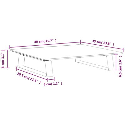 vidaXL Soporte de monitor vidrio templado y metal blanco 40x35x8 cm