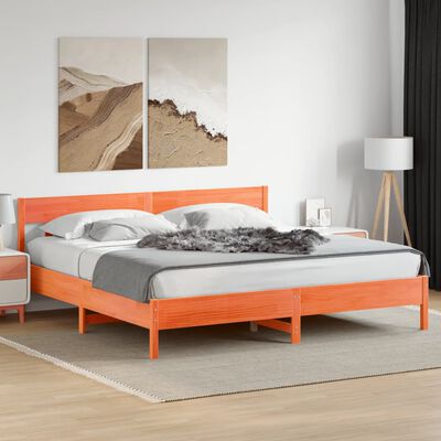 vidaXL Cama sin colchón madera maciza de pino marrón cera 180x200 cm