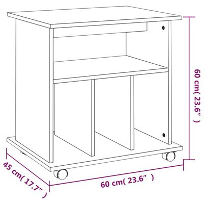 vidaXL Armario ruedas madera contrachapada roble ahumado 60x45x60 cm