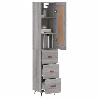 vidaXL Aparador alto madera contrachapada gris Sonoma 34,5x34x180 cm