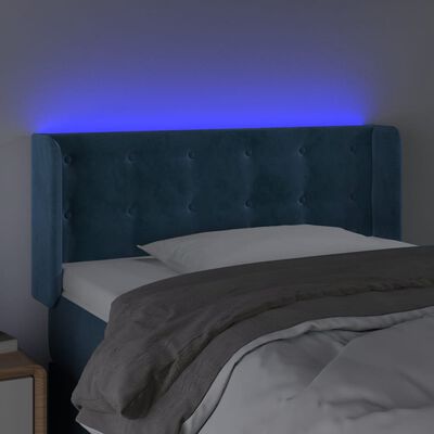 vidaXL Cabecero con LED de terciopelo azul oscuro 103x16x78/88 cm